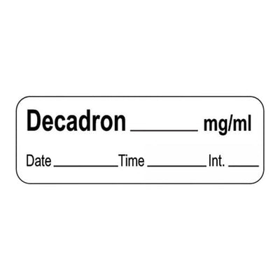 Precision Dynamics Corp. Anesthesia Label DTI Decadron mg/ml White 1-1/2x1/2" 600/Rl - LAN-203