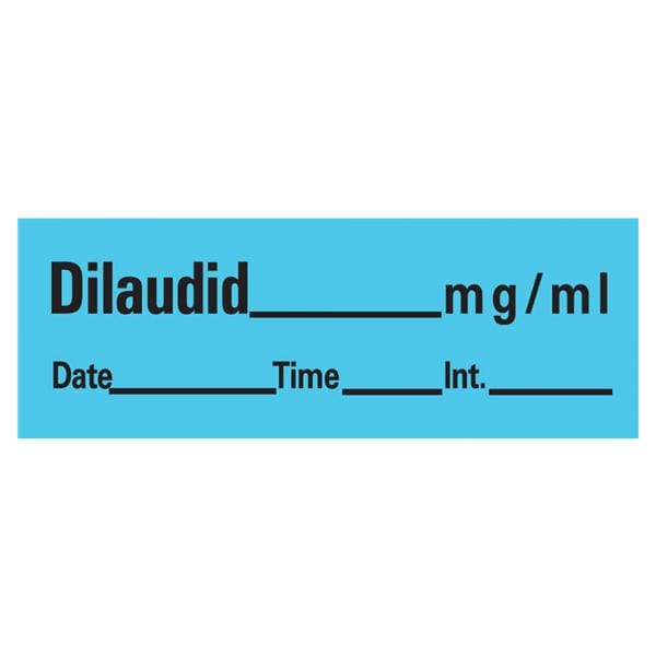 Precision Dynamics Corp. Anesthesia Label DTI Dilaudid mg/ml Blue 1/2x500" 333/Rl - AN-200