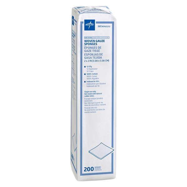 Medline Industries Inc Cotton Gauze Sponge 2x2" 12 Ply Non-Sterile Not Made With Natural Rubber Latex, 40 PK/CA - NON25212