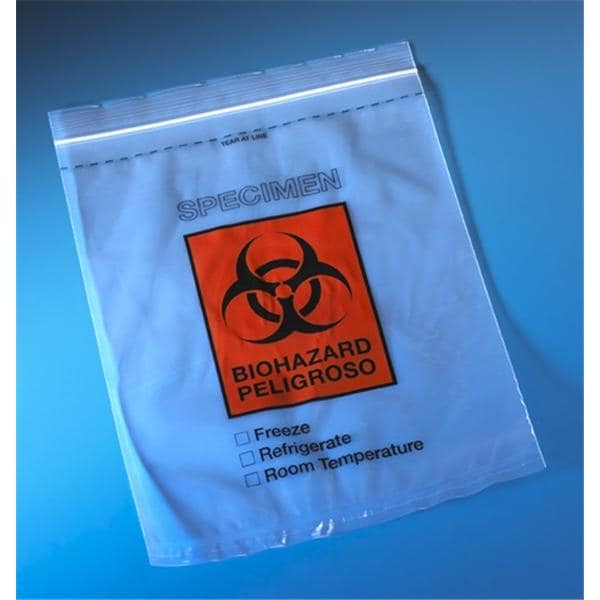 Globe Scientific Inc. -Specimen Transport Bag 2mil 12x15" Clear Tear Zone/Zipper Closure PE 1000/Cash 4928