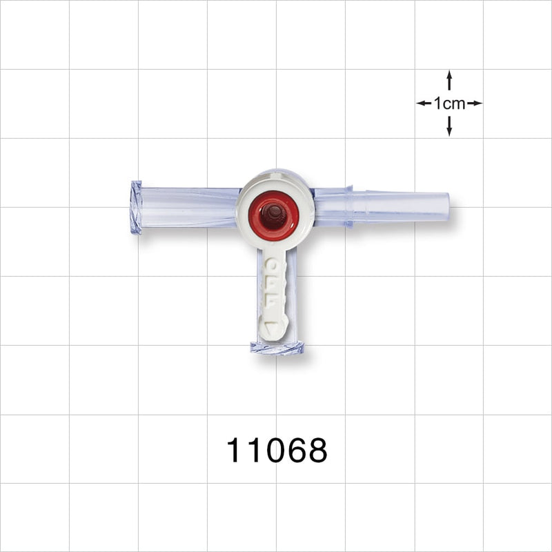 4-Way Stopcock, 2 Female Luer Locks, Male Luer Slip - 6 psi - 11068