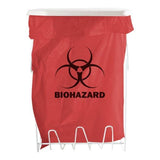 Bowman Medical Products -Biohazard Holder 11-1/4x18-3/4x7-1/2" White Coated-Wire/ABS Plastic Non-Sterile Reusable Screw Holes For Bags Each MW-005