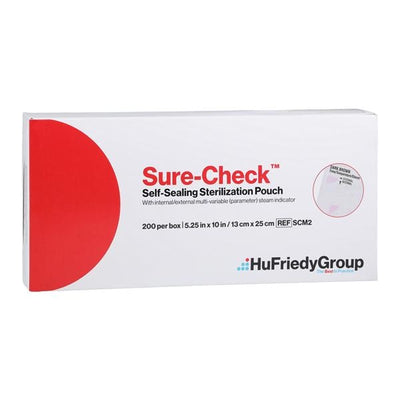 Crosstex International -Sure-Check Sterilization Pouch 5.25 in x 10 in Clear Not Made From Natural Rubber Latex 200/Box, 10 BX/CA SCM2