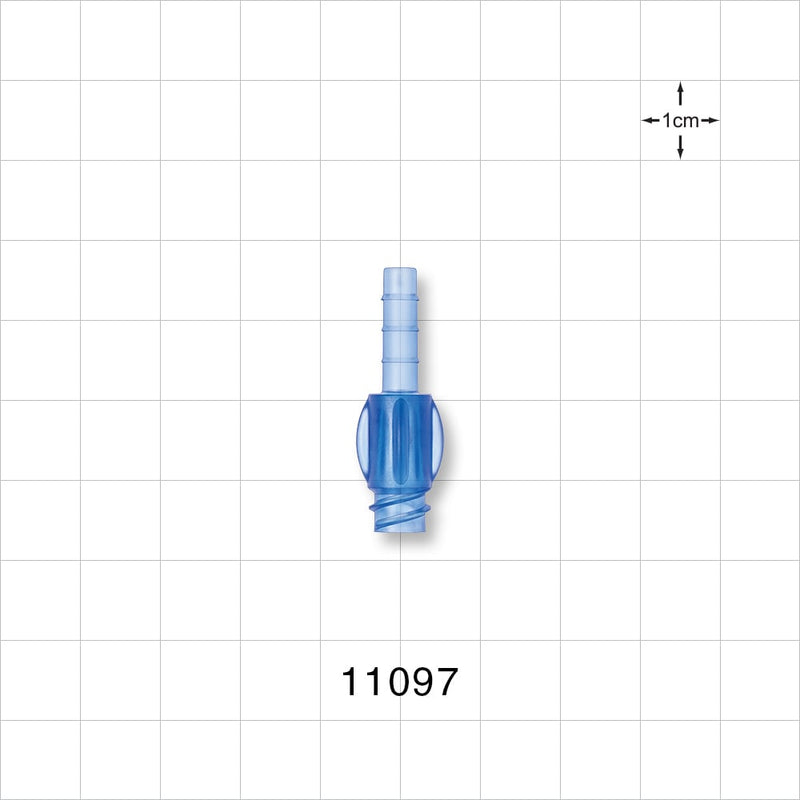 Female Luer Lock, Tubing Port, Blue - 0.19 inch OD (4.83 mm) - 11097