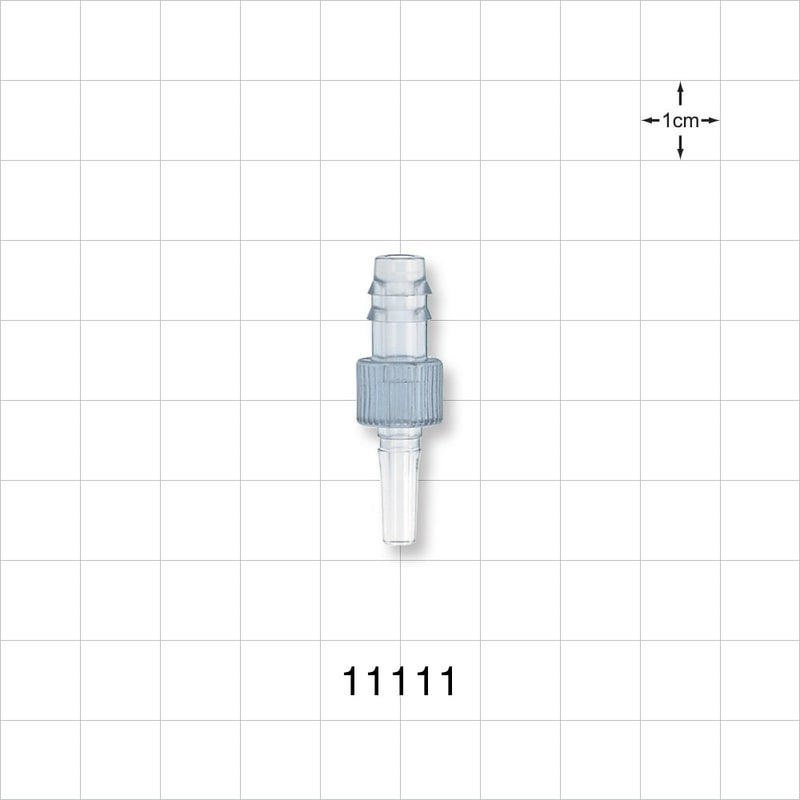 Male Luer Slip, Barbed, Clear - 0.3 inch OD (7.62 mm) - 11111