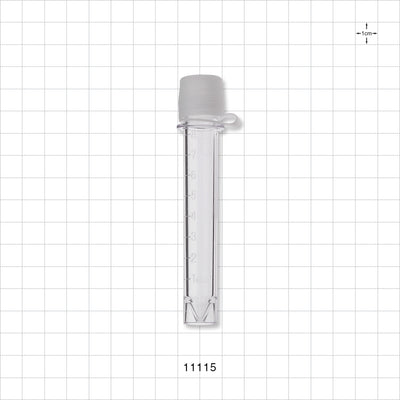 Collection Vial w/Screw Cap on Strap, Clear - 10 ml, 10 g, 0.33 oz. - 11115