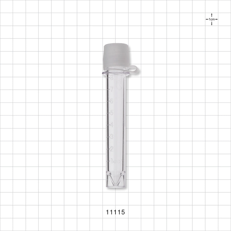 Collection Vial w/Screw Cap on Strap, Clear - 10 ml, 10 g, 0.33 oz. - 11115