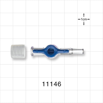 1-Way Stopcock, Female Luer Lock, Male Luer Slip, 90 Degree Turn Handle, Non-Vented Cap - 30 psi - 11146
