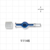 1-Way Stopcock, Female Luer Lock, Male Luer Slip, 90 Degree Turn Handle, Non-Vented Cap - 30 psi - 11146