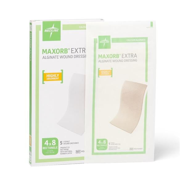 Medline Industries Inc Maxorb Extra Alginate Dressing 4x8" Sterile Highly Absorbent LF - MSC7048EP