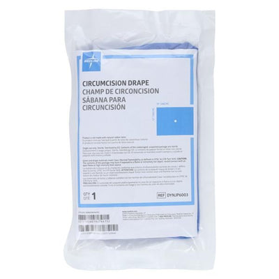 Medline Industries Inc 12x19" Sterile Circumcision Drape 5/8" Fenestrated - DYNJP6003
