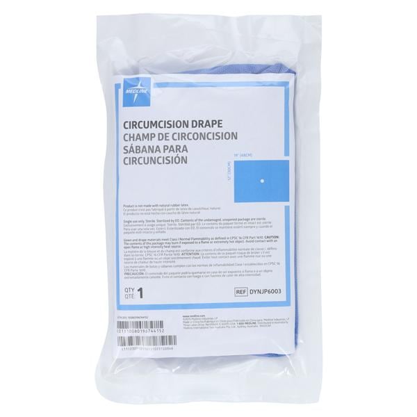 Medline Industries Inc 12x19" Sterile Circumcision Drape 5/8" Fenestrated - DYNJP6003