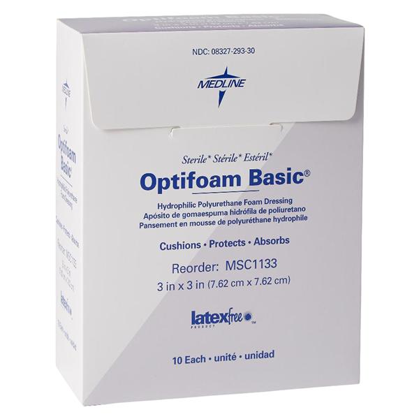 Medline Industries Inc Optifoam Basic Foam Wound Dressing 3x3" Sterile Low Adherent Absorbent LF - MSC1133