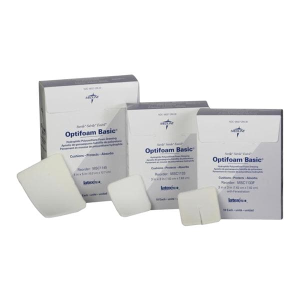 Medline Industries Inc Optifoam Basic Foam Wound Dressing 4x5" Sterile Low Adherent Absorbent LF - MSC1145