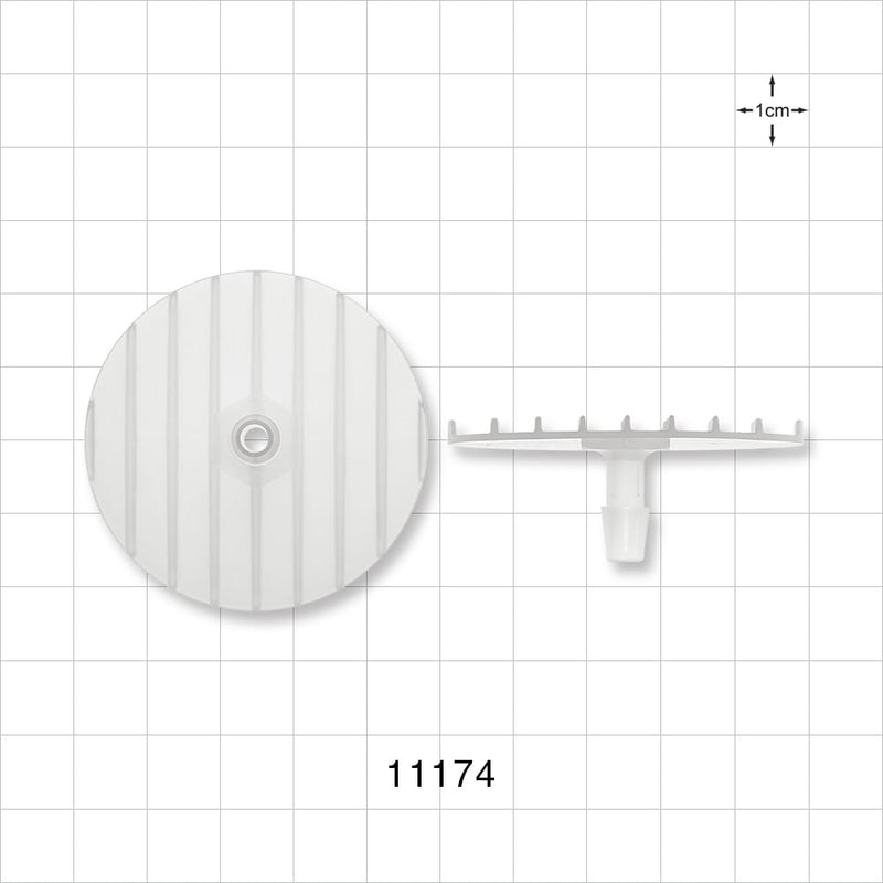 Bag Port Flange with Ribbed Base, Barbed, Natural - Fits 3/16 inch ID Tubing (0.188 inch, 4.76 mm) - 11174