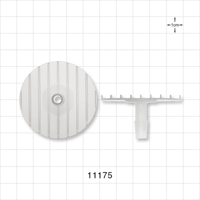Bag Port Flange with Ribbed Base, Barbed, Natural - Fits 1/4 inch ID Tubing (0.25 inch, 6.35 mm) - 11175