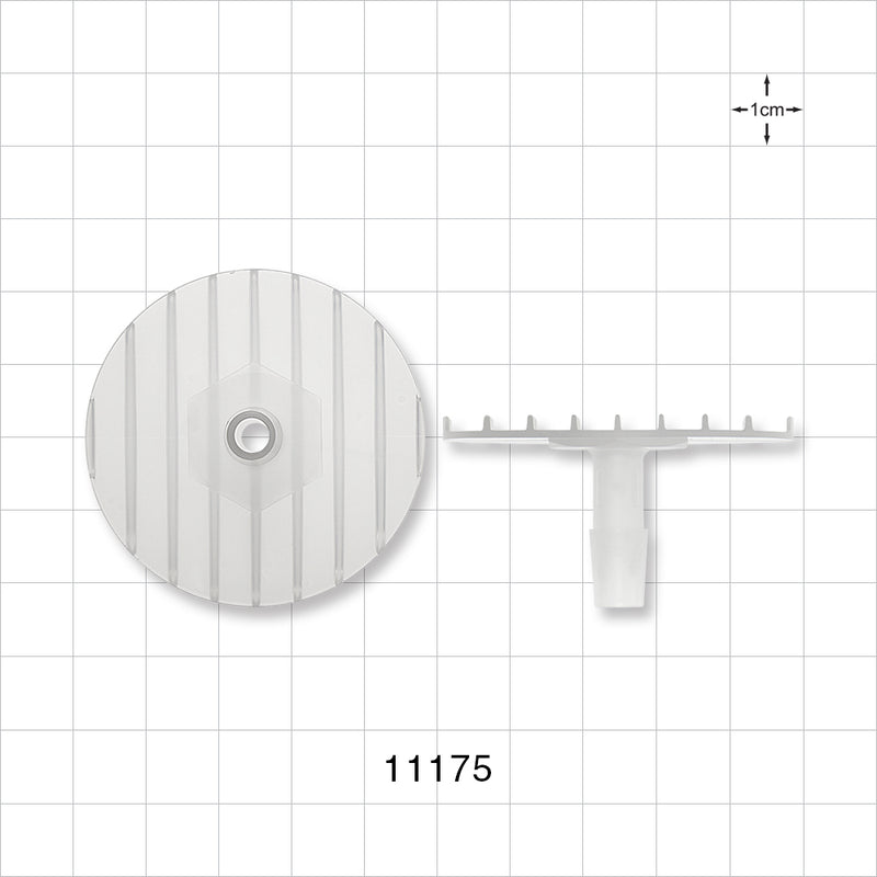 Bag Port Flange with Ribbed Base, Barbed, Natural - Fits 1/4 inch ID Tubing (0.25 inch, 6.35 mm) - 11175