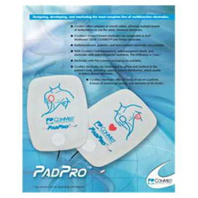 Conmed Corporation PadPro Defibrillator Pad Adult/Child New f/ Zll Cnctr 6.1x4.5" Plmr Adh Gl 10/Box - 2516Z
