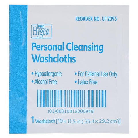PDI Professional Disposables Hygea Multipurpose Washcloth Aloe/Vitamin E Light Fresh Scent Disposable Individual Packet 10x11.5" 400/Case - U12095
