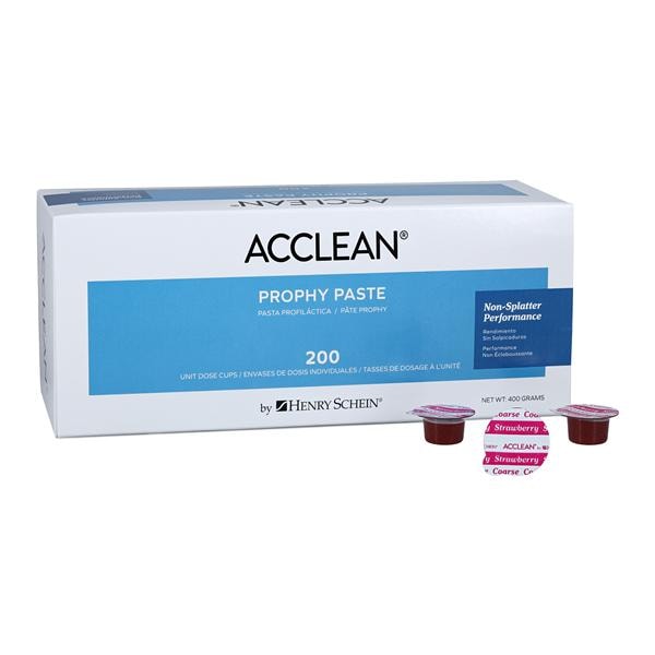 Henry Schein Inc. -Acclean Prophy Paste Coarse Strawberry Gluten Free Unit Dose Cups 200/Box, 24 BX/CA 1125525