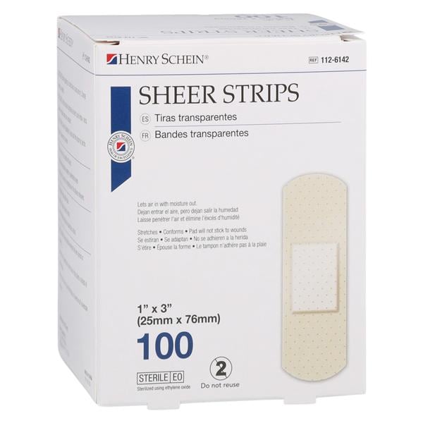 Henry Schein Inc. -Henry Schein Adhesive Bandage Plastic 1x3" Sheer Sterile 100/Box, 54 BX/CA 1126142