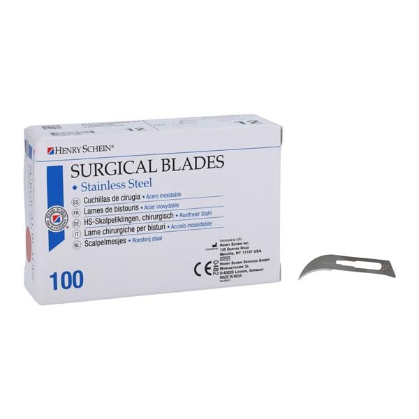 Henry Schein Inc. Stainless Steel Sterile Surgical Blade #12, 40 BX/CA - 4332