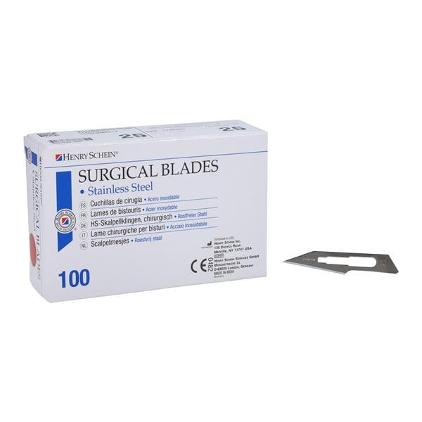 Henry Schein Inc. Blade Surgical #25 Stainless Steel Sterile 100/Bx, 40 BX/CA - 4340