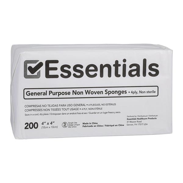 Essentials Healthcare Products Essentials Rayon/Poly Blend Non-Woven Sponge 4x4" 4 Ply Non-Sterile  - 1126758