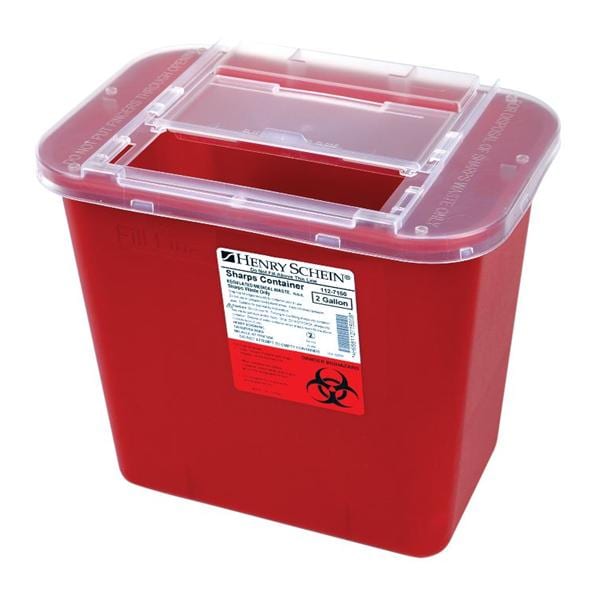 Henry Schein Inc. -HSI Sharps Container 2gal Red 10-3/10x7x10-1/10" Sliding Lid Polypropylene Reusable Each, 20 EA/CA 0320-1500-HS