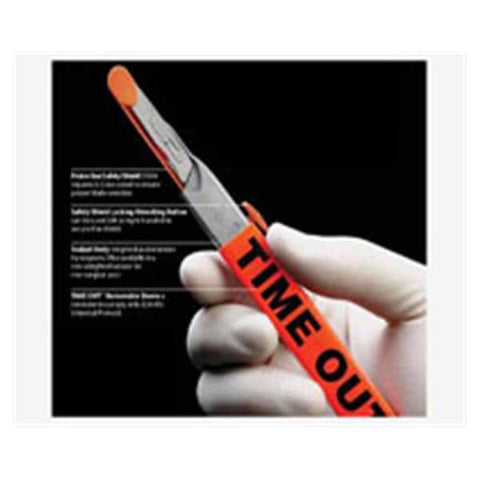 Ansell Sandel Medical -Scalpel Plastic #10 #3 Handle Safety Sterile Disposable Orange Shield 96/Case 2230-N