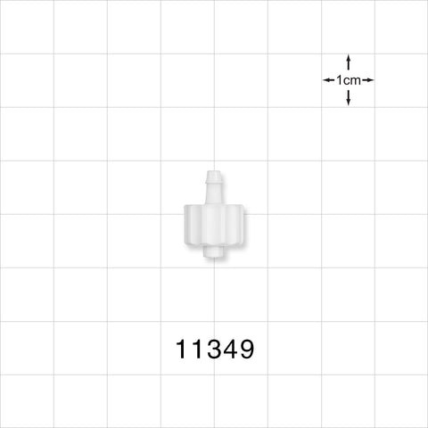 Male Luer Lock, Barbed, White - Fits 3/32 inch ID Tubing (0.094 inch, 2.38 mm) - 11349