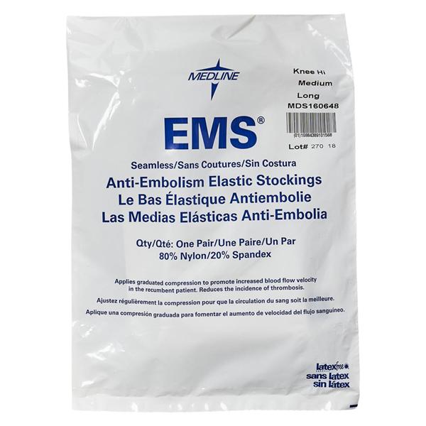 Medline Industries Inc -EMS Anti-Embolism Stocking Knee High Open Toe Medium/Long White MDS160648