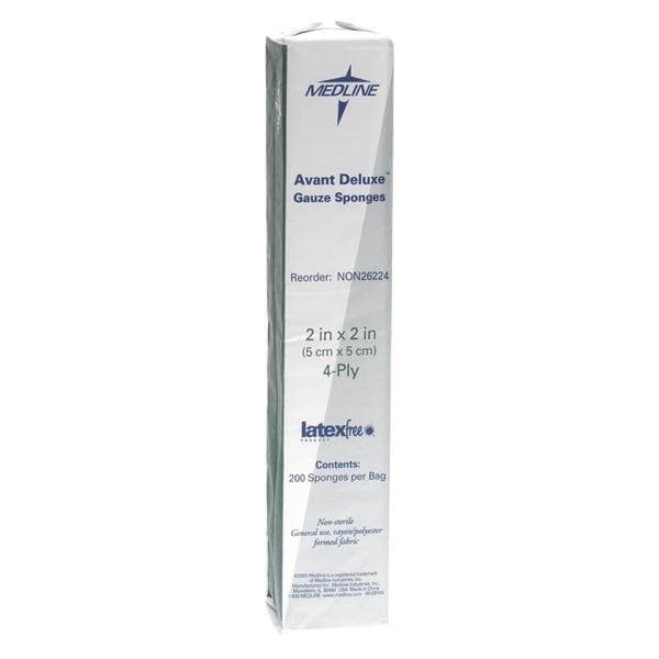Medline Industries Inc Avant Deluxe Rayon/Polyester Blend Gauze Sponge 2x2" 4 Ply Non-Sterile NWvn LF  - NON26224