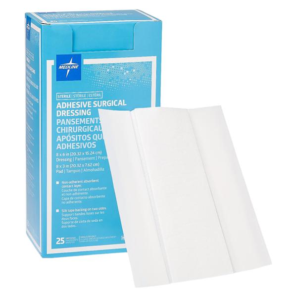 Medline Industries Inc Rayon/Cellulose Surgical Dressing 8x6" Sterile Adhesive Non-Adherent LF  - NON4313