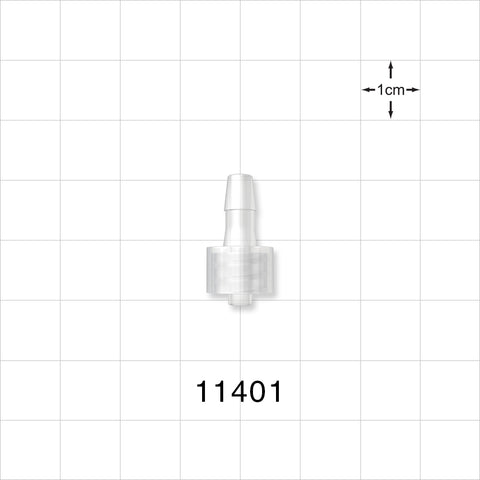 Male Luer Lock, Barbed, Natural - Fits 5/32 inch ID Tubing (0.156 inch, 3.97 mm) - 11401