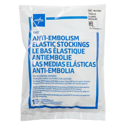 Medline Industries Inc -EMS Anti-Embolism Stocking Thigh High Open Toe XL 16-19" White MDS160884