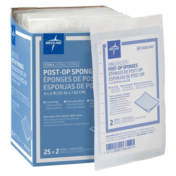 Medline Industries Inc Post-Op Cotton Gauze Sponge 3x4" Sterile Not Made With Natural Rubber Latex  - NON21441