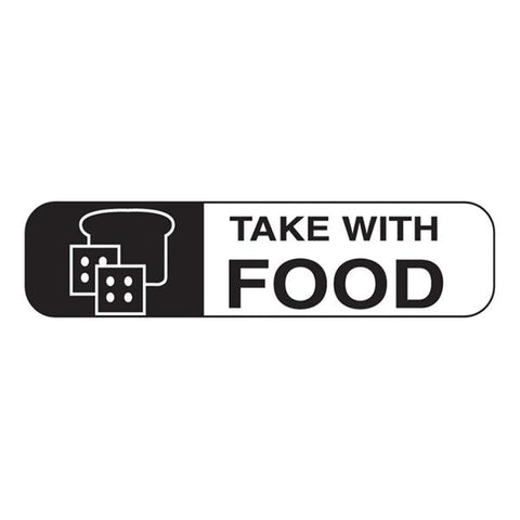 Health Care Logistics Label Take with Food White English 1-5/8x3/8" 1000/Rl - 2010