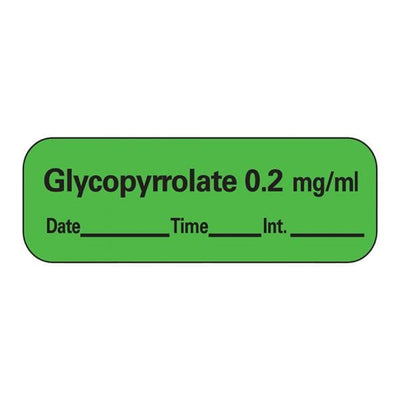 Precision Dynamics Corp. Anesthesia Label DTI Glycopyrrolate 0.2mg/mL Green 1-1/2x1/2" 600/Rl - LAN-9D02