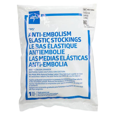 Medline Industries Inc -EMS Anti-Embolism Stocking Thigh High Open Toe Large/Long 14-17" White MDS160868