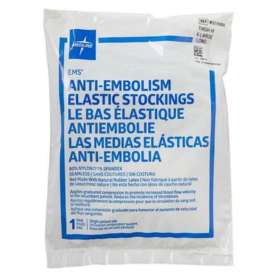Medline Industries Inc -EMS Anti-Embolism Stocking Thigh High Open Toe XL/Long 16-19" White MDS160888