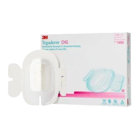 3M Medical Products Tegaderm Chlorhexidine Gluconate IV Dressing 4x6-1/8" Adhesive White LF - 1659