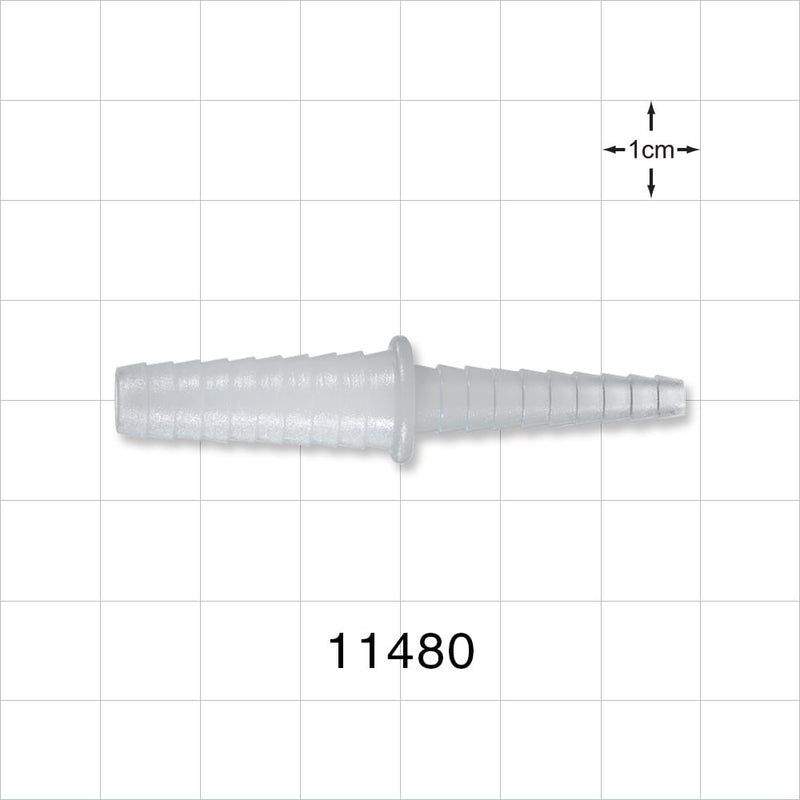 Straight Connector, Reducer, Barbed, Natural - Fits 9/32 inch - 13/32 inch x 5/32 inch - 5/16 inch ID Tubing (0.281 inch - 0.406 inch x 0.156 inch - 0.313 inch, 7.14 mm - 10.31 mm x 3.97 mm - 7.94 mm) - 11480