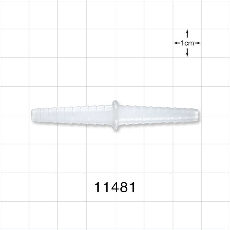 Straight Connector, Barbed, Natural - Fits 5/32 inch - 5/16 inch ID Tubing (0.156 inch - 0.313 inch, 3.97 mm - 7.94 mm) - 11481