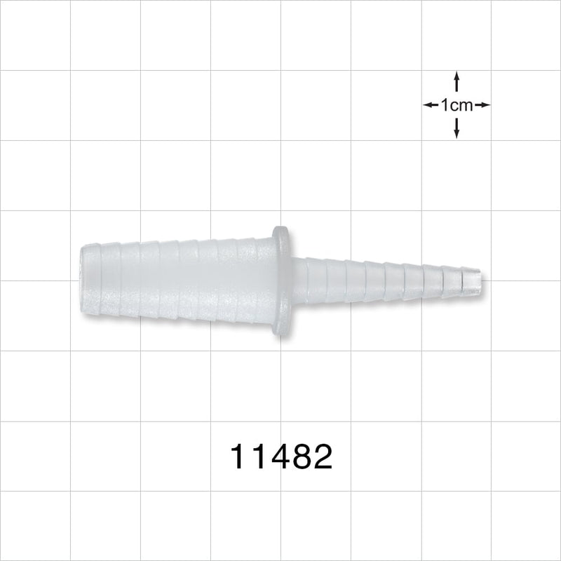Straight Connector, Reducer, Barbed, Natural - Fits 3/8 inch - 1/2 inch x 5/32 inch - 5/16 inch ID Tubing (0.375 inch - 0.5 inch x 0.156 inch - 0.313 inch, 9.53 mm - 12.7 mm x 3.97 mm - 7.94 mm) - 11482
