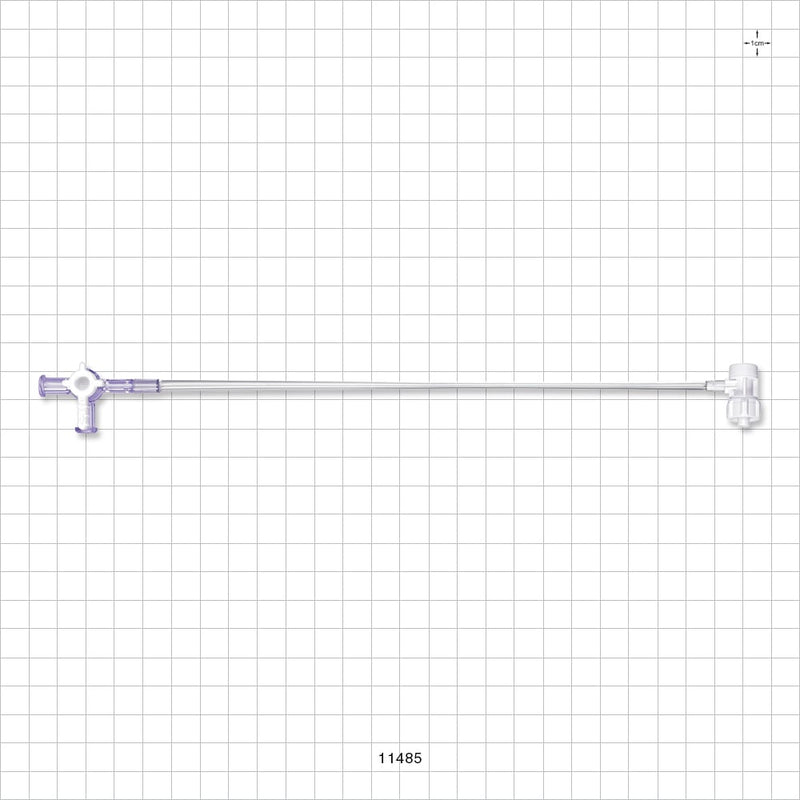 Extension Line, Hemostasis Valve to 3-Way Stopcock - 0 FR - 9 FR (0 inch - 0.118 inch, 0 mm - 3 mm); 8 Inch Length (203.2 mm) - 11485