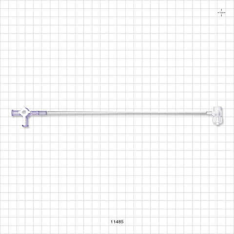 Extension Line, Hemostasis Valve to 3-Way Stopcock - 0 FR - 9 FR (0 inch - 0.118 inch, 0 mm - 3 mm); 8 Inch Length (203.2 mm) - 11485
