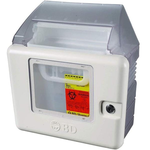 Becton-Dickinson -Sharps Cabinet Beige 5-1/4x13-3/4x13-1/2" Locking Plastic For Containers Non-Sterile Wall Mount Each 305017