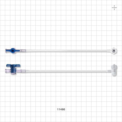 Extension Line, Hemostasis Valve to 1-Way Stopcock - 0 FR - 9 FR (0 inch - 0.118 inch, 0 mm - 3 mm); 8.5 inch Length (215.9 mm) - 11486