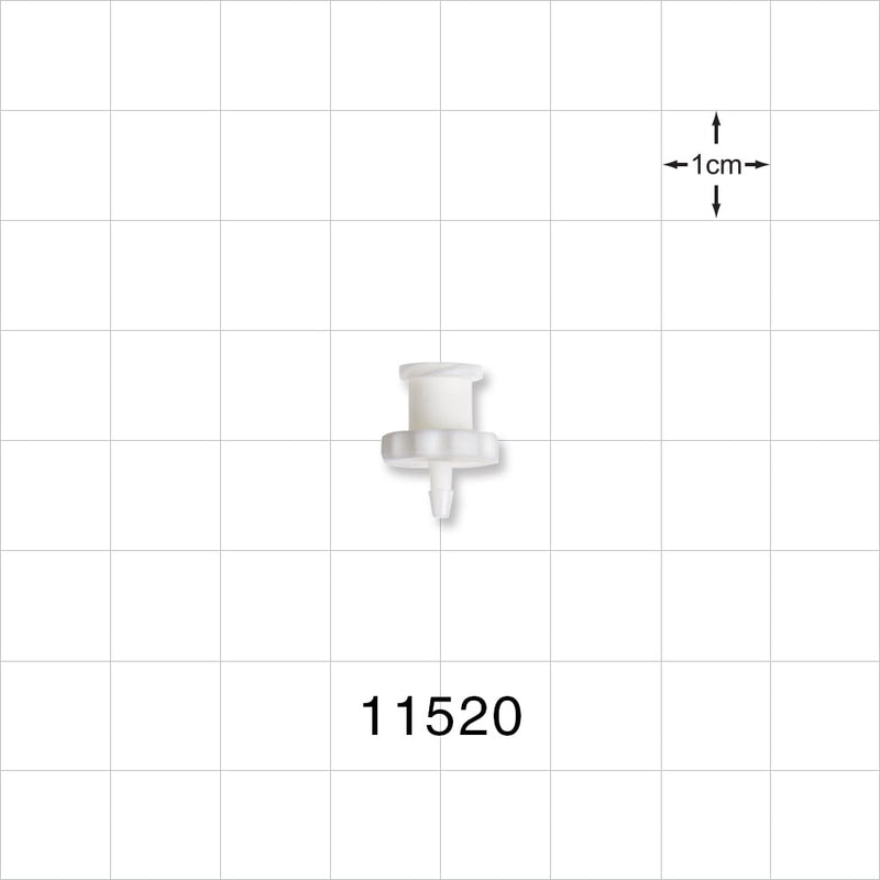 Female Luer Lock, Barbed, White - Fits 1/16 inch ID Tubing (0.063 inch, 1.59 mm) - 11520